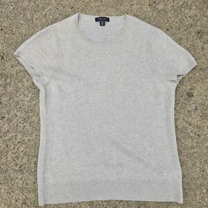 Saks Fifth Avenue Knit 100% Cashmere Pullover Sweater Cream Offwhite Crew Neck L